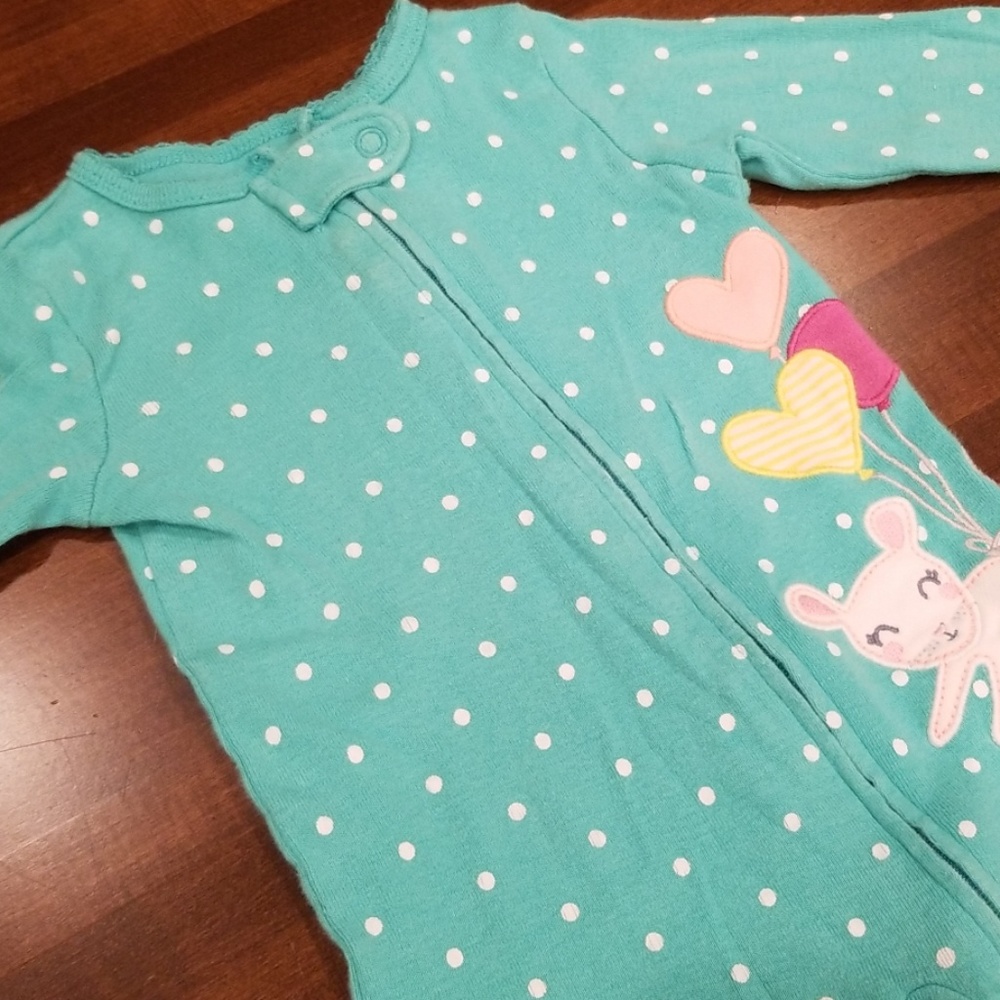 Carter's green mouse pajamas, footless, 6 months! - Picture 3 of 5